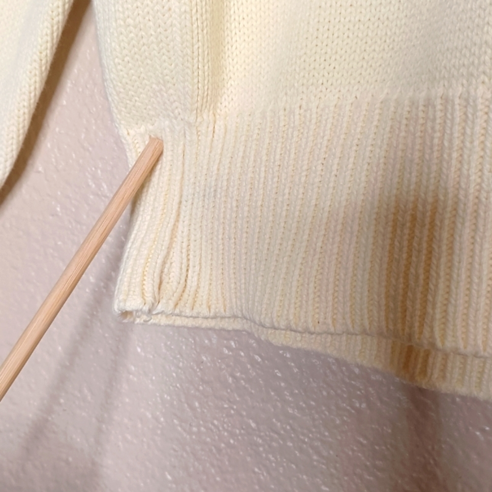 Vintage Lands' End Men's Cream Knit Long Sleeve  V-Neck Sweater Top Size XL - Picture 4 of 12